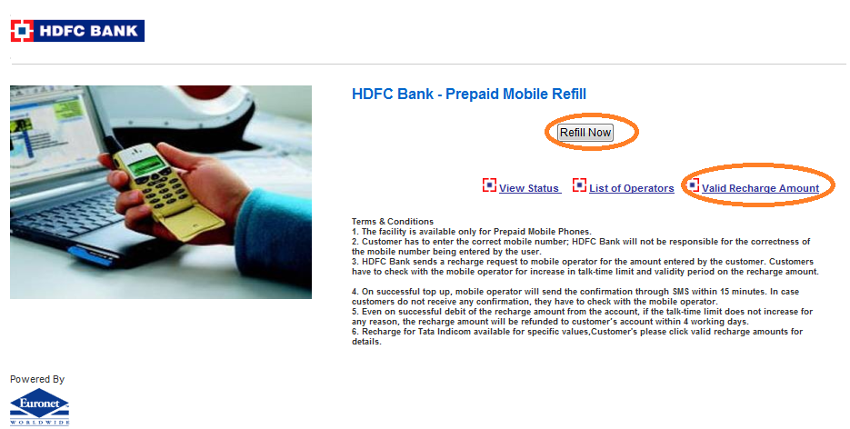 HDFC Bank Prepaid Mobile Recharge
