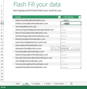FlashFill Excel 2013