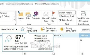 Outlook 2013 weather bar