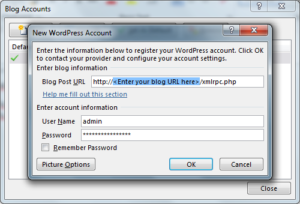 Register Blog Account Microsoft Word 2013